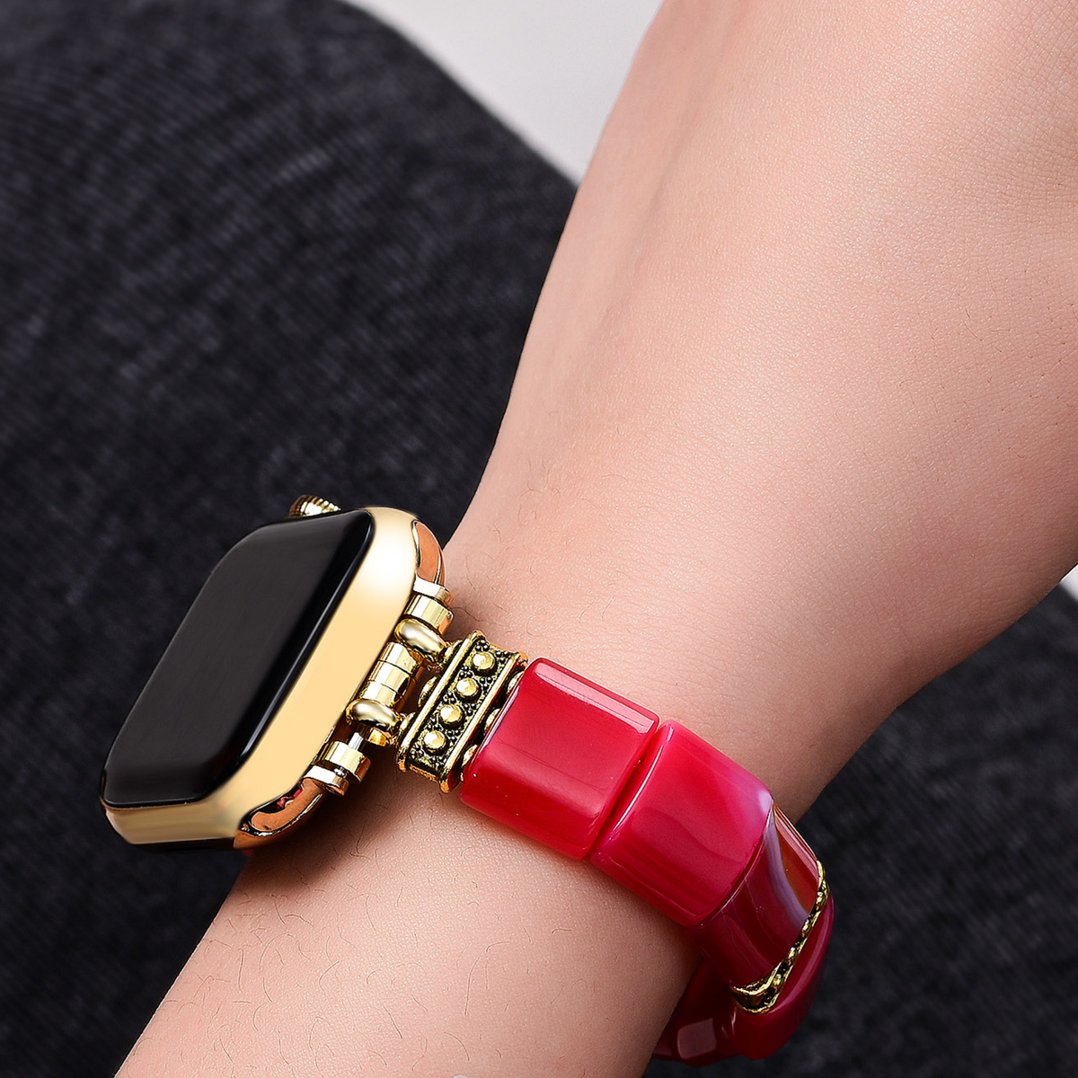 Bracelet extensible en agate Essence de rubis pour Apple Watch
