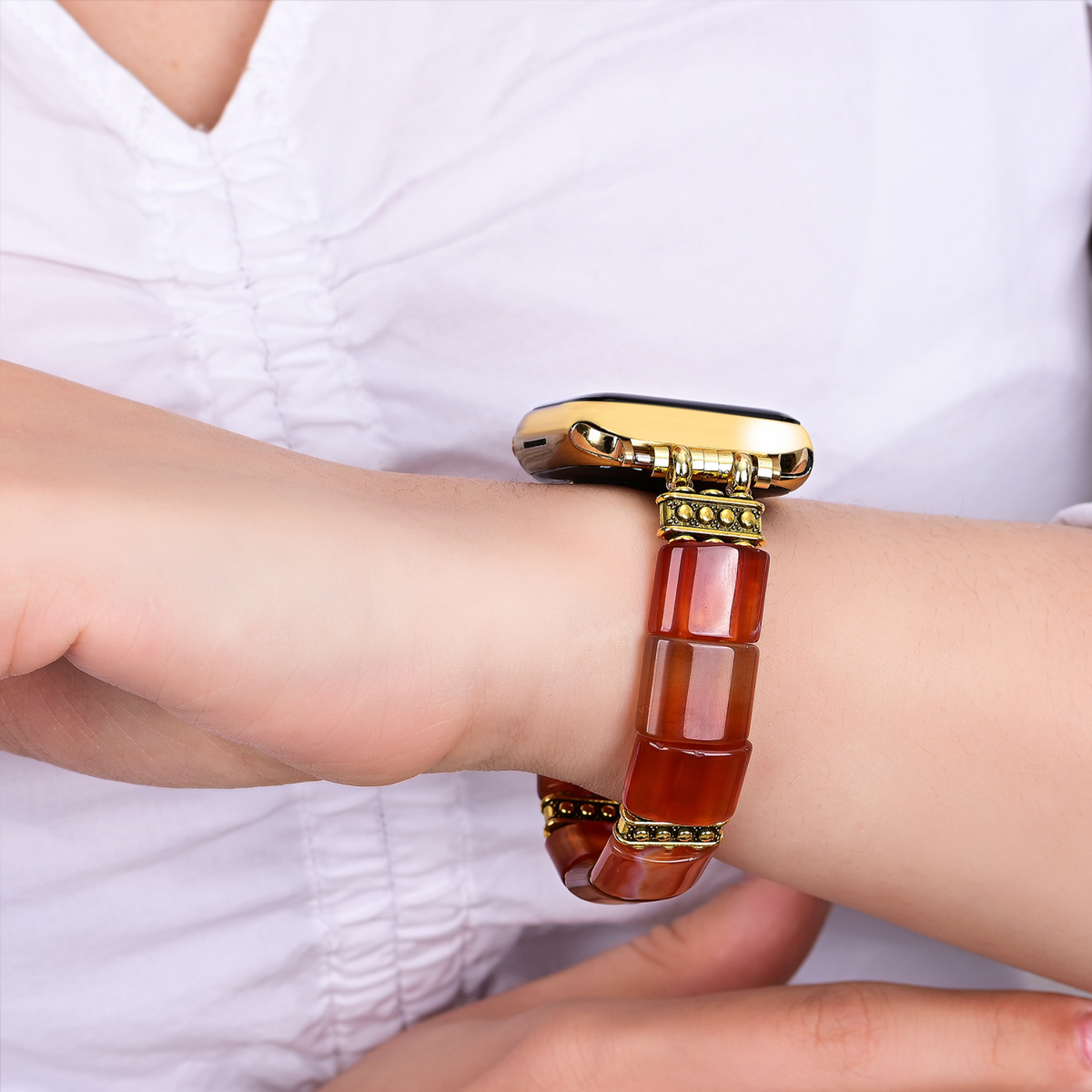 Bracelet extensible en agate flamme sereine pour Apple Watch