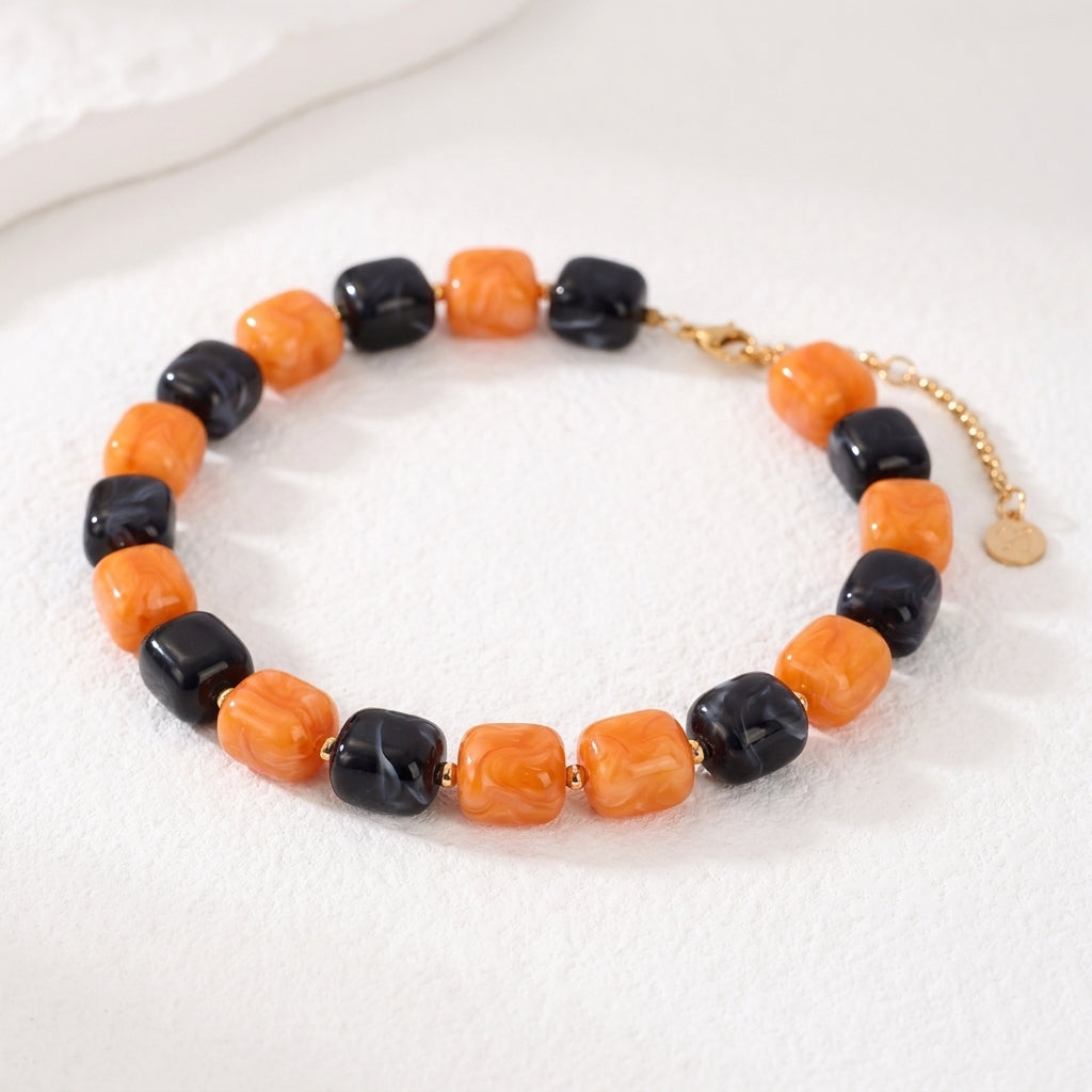 Collier chunky citrouille noire d’Halloween