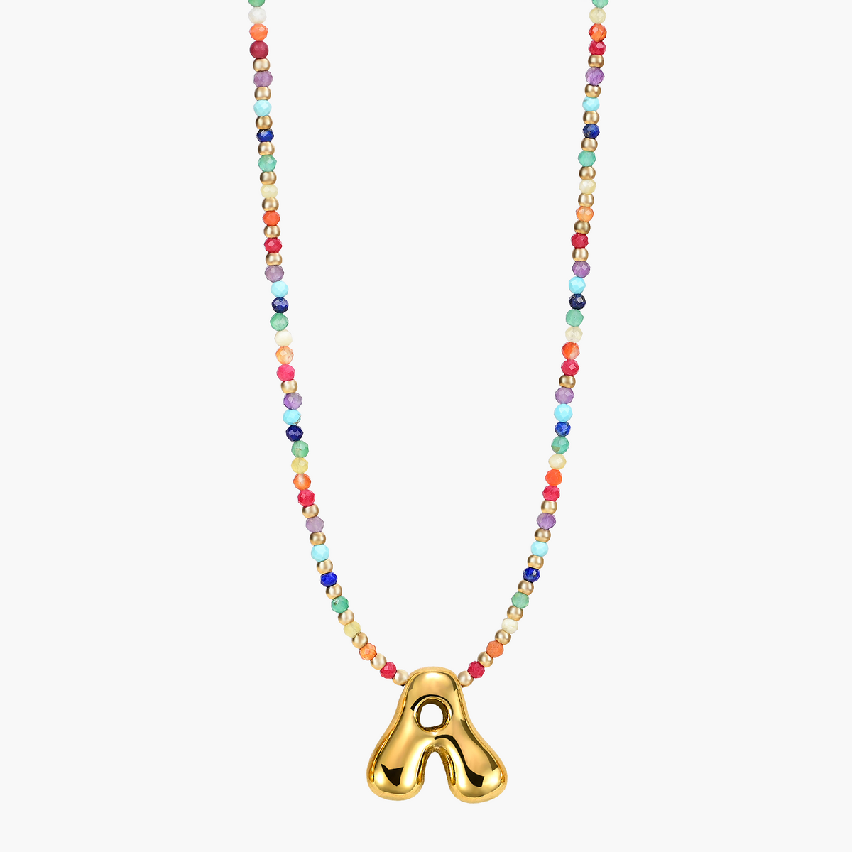 Collier Initial Bulle Arc-en-ciel