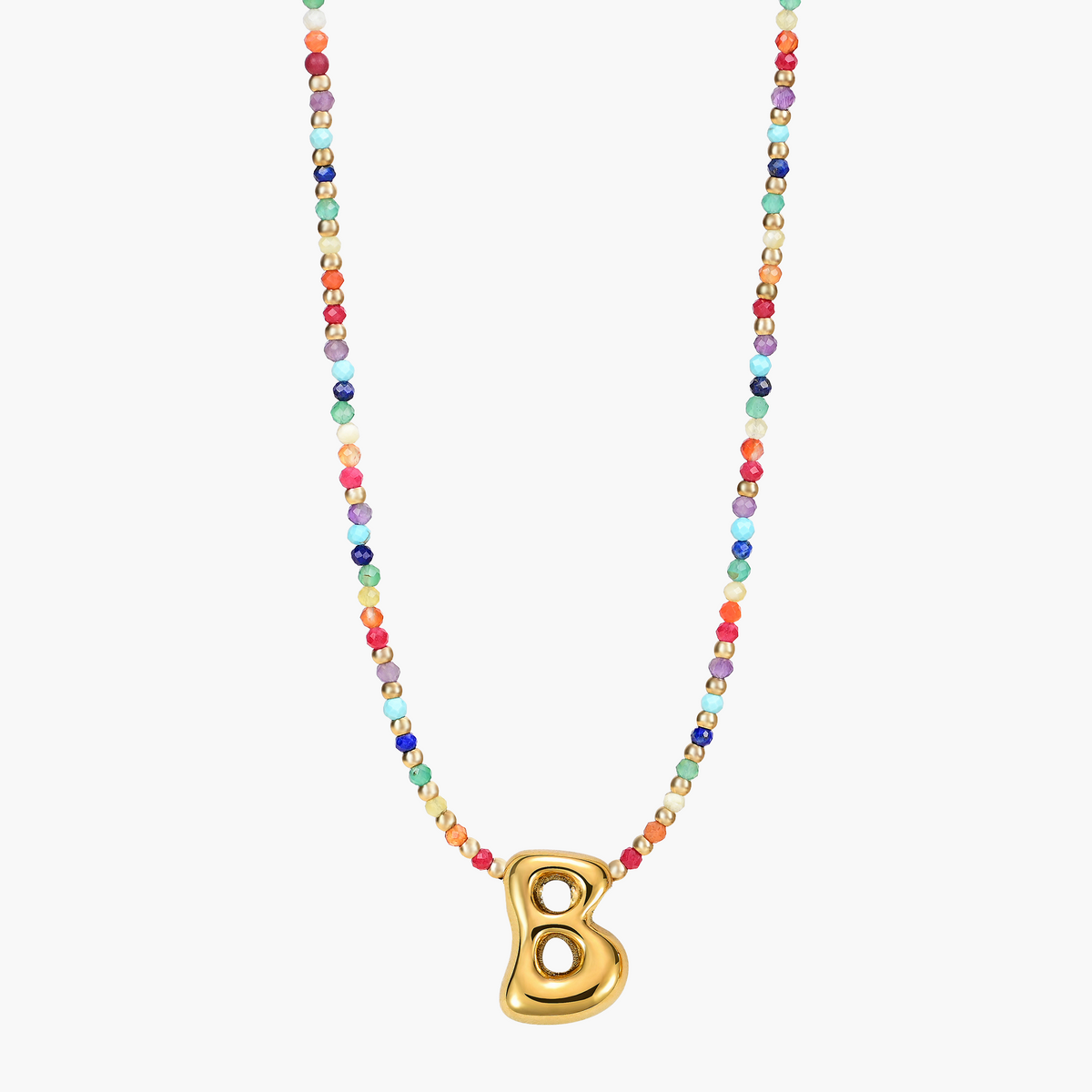 Collier Initial Bulle Arc-en-ciel