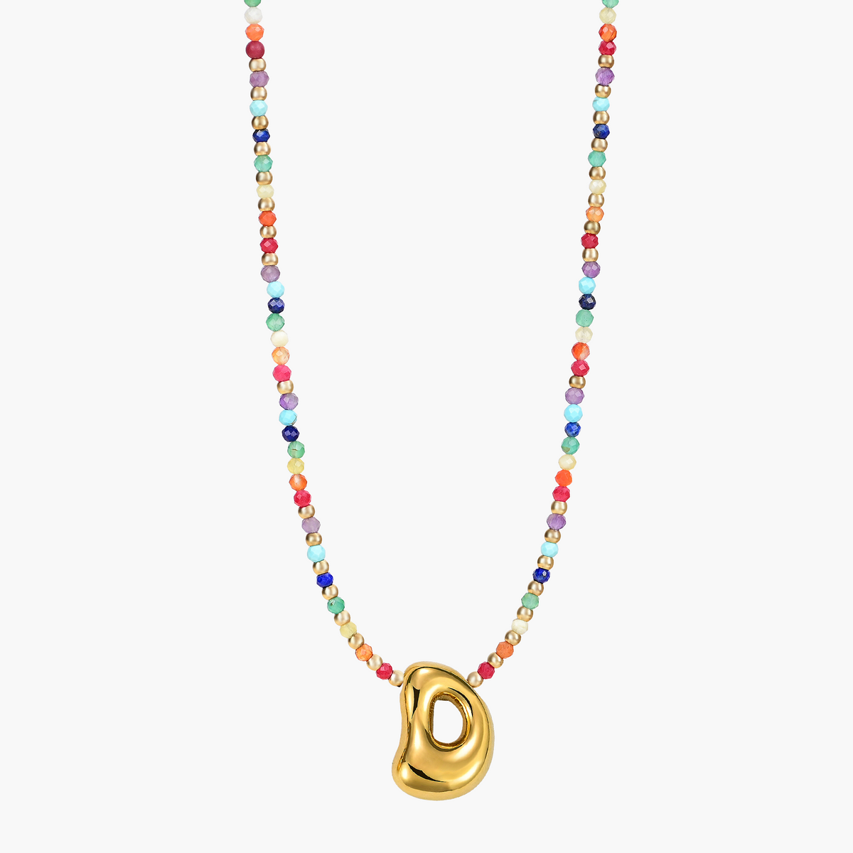 Collier Initial Bulle Arc-en-ciel
