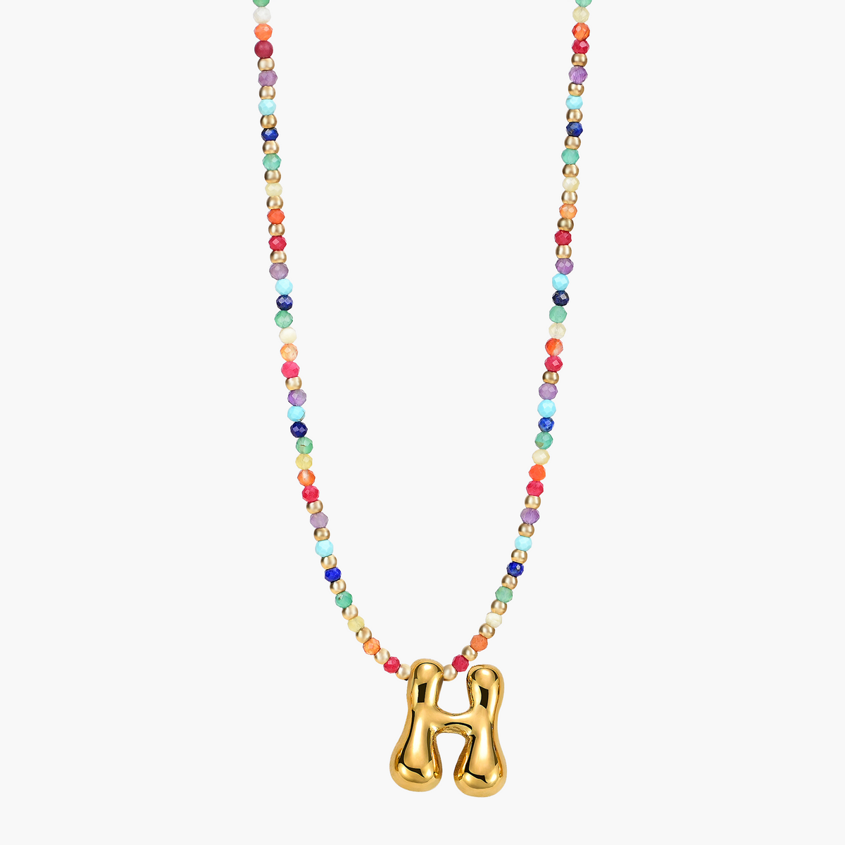 Collier Initial Bulle Arc-en-ciel