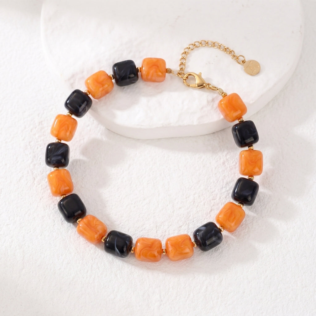 Collier chunky citrouille noire d’Halloween