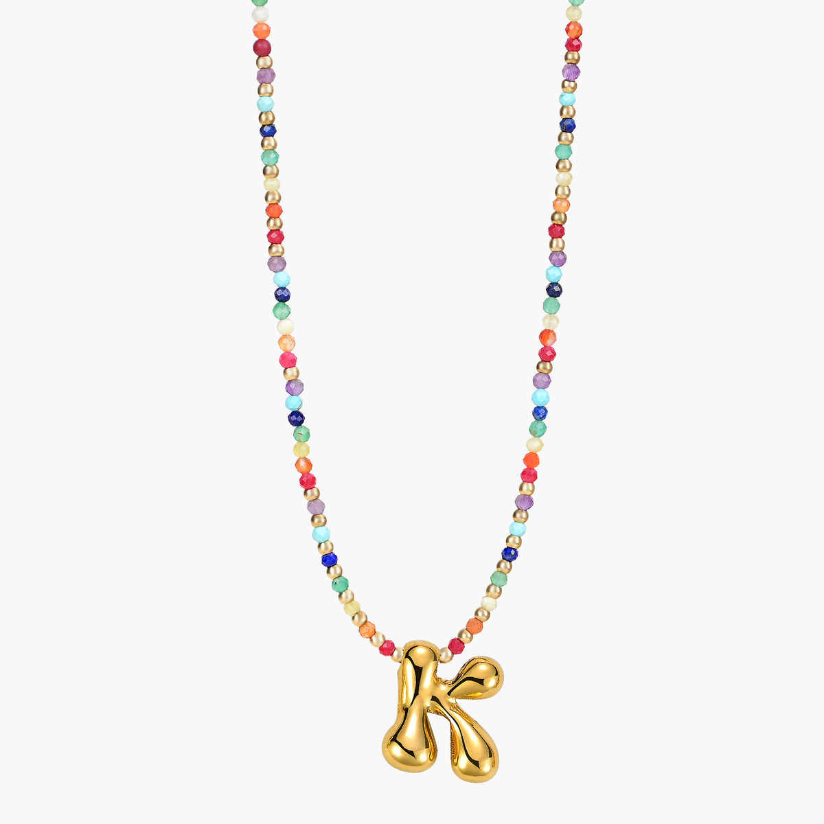 Collier Initial Bulle Arc-en-ciel