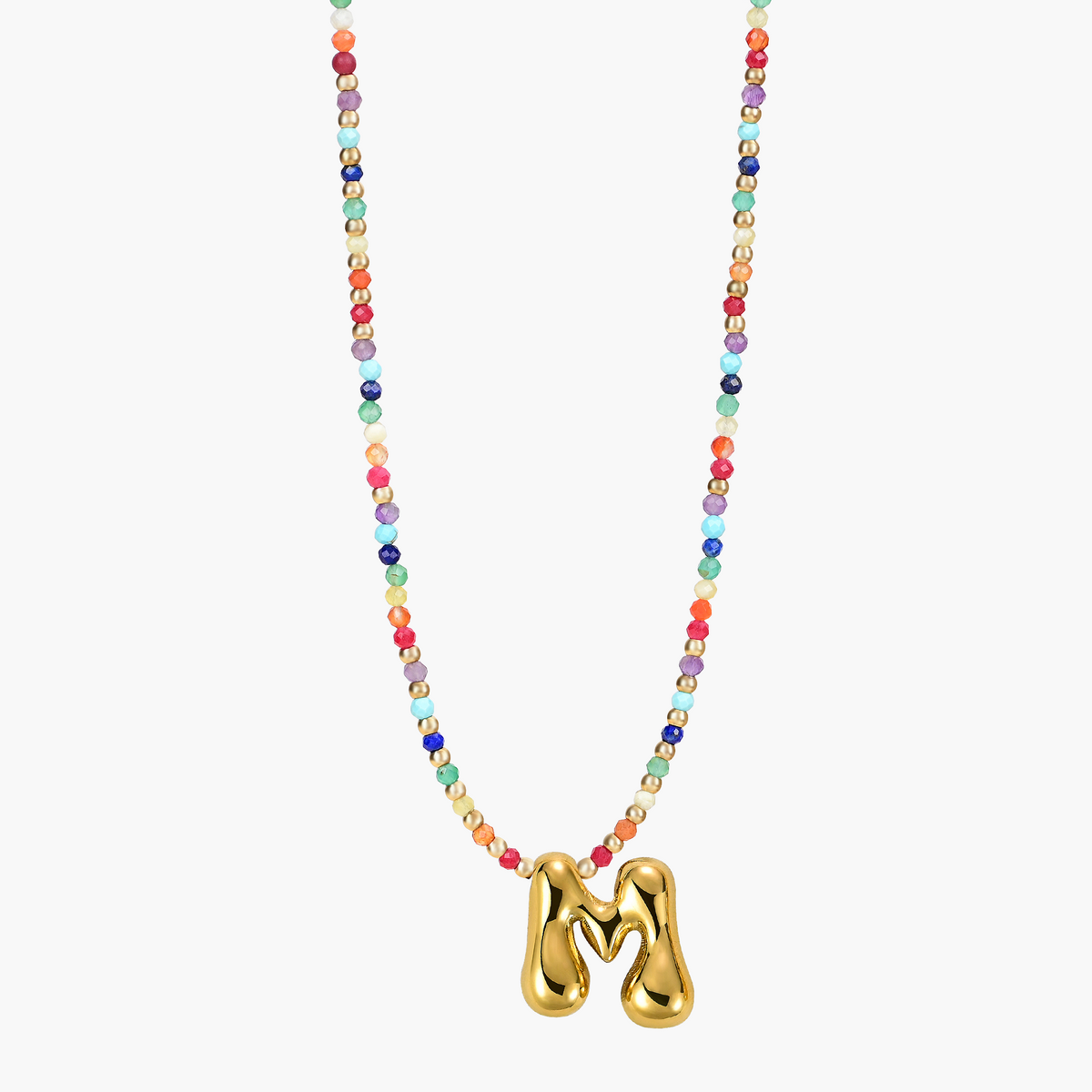 Collier Initial Bulle Arc-en-ciel