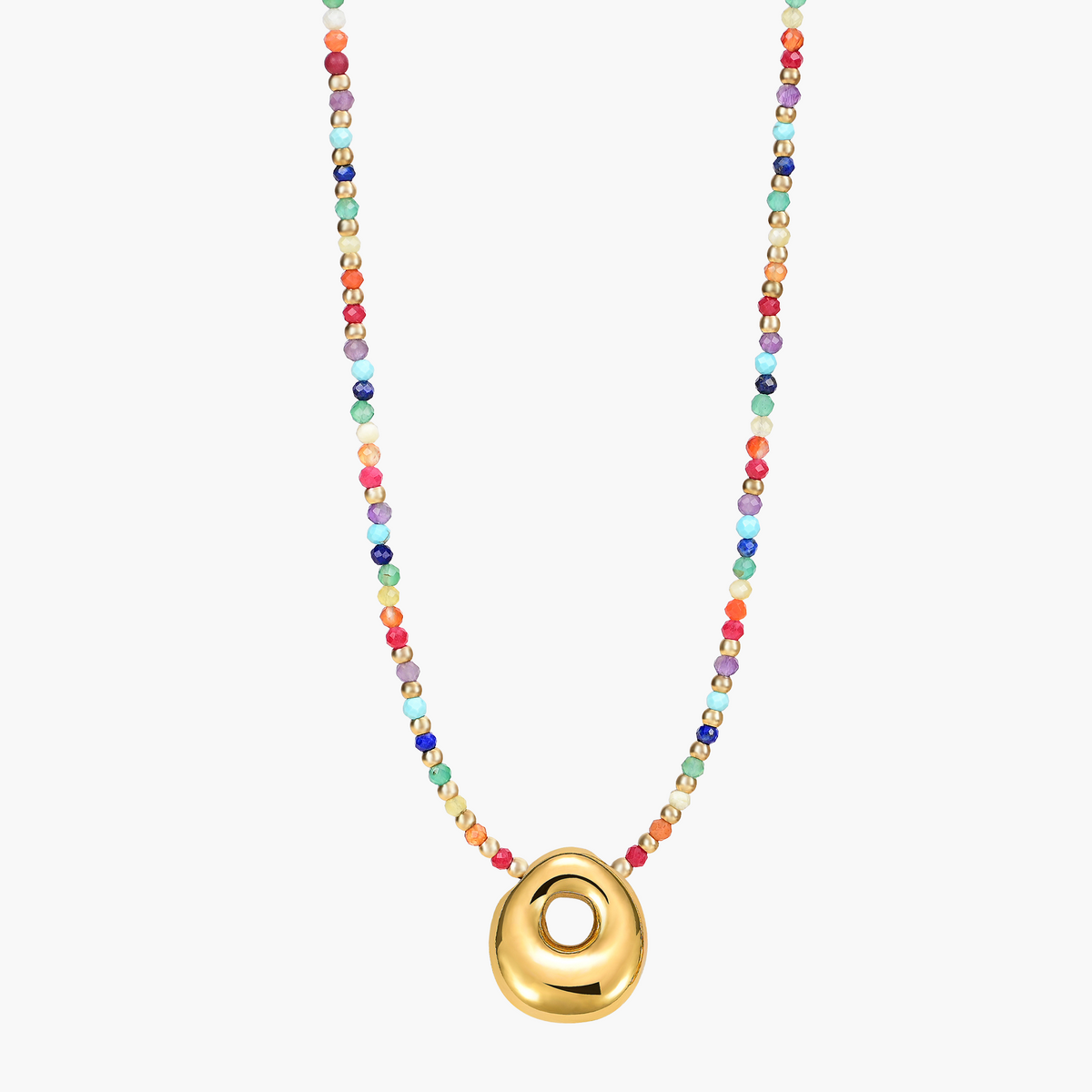 Collier Initial Bulle Arc-en-ciel