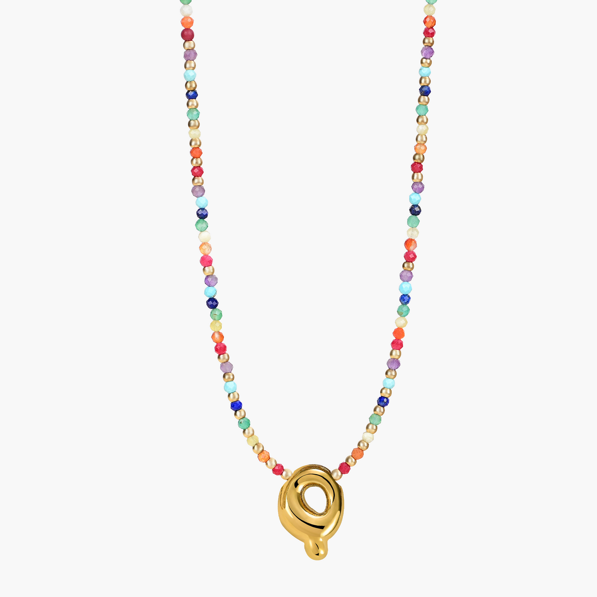 Collier Initial Bulle Arc-en-ciel