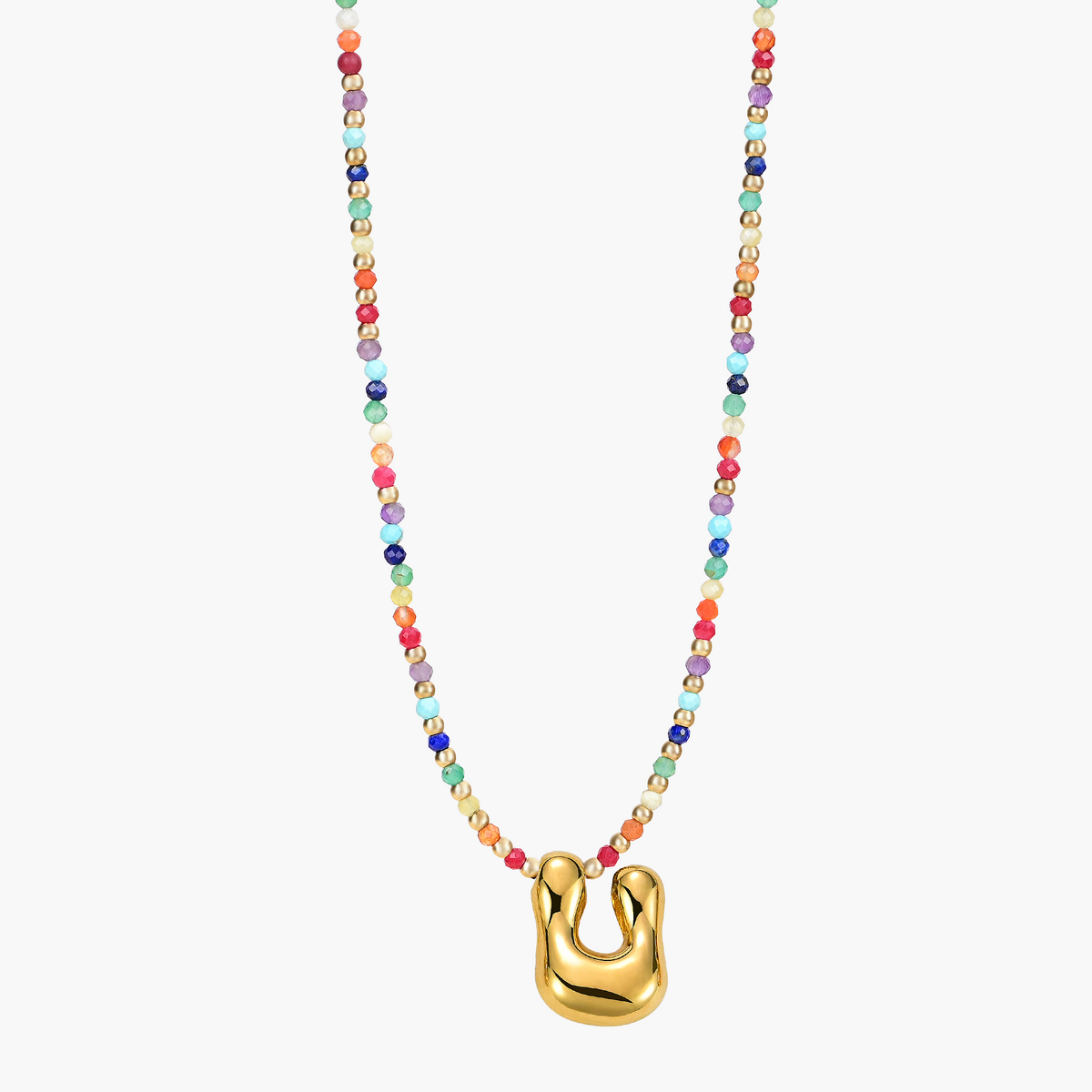 Collier Initial Bulle Arc-en-ciel