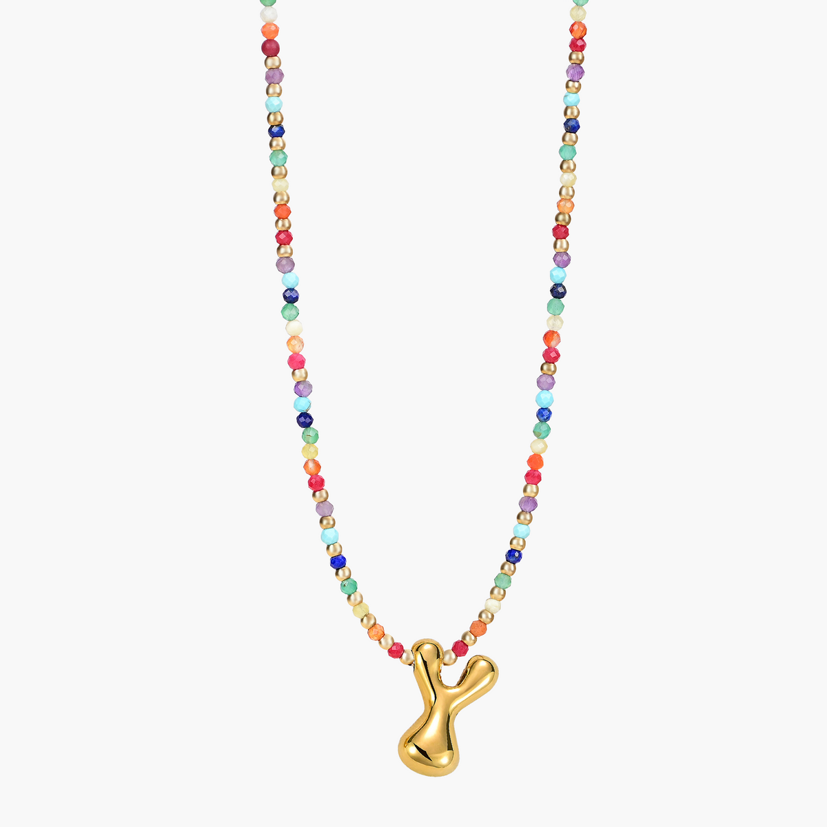 Collier Initial Bulle Arc-en-ciel