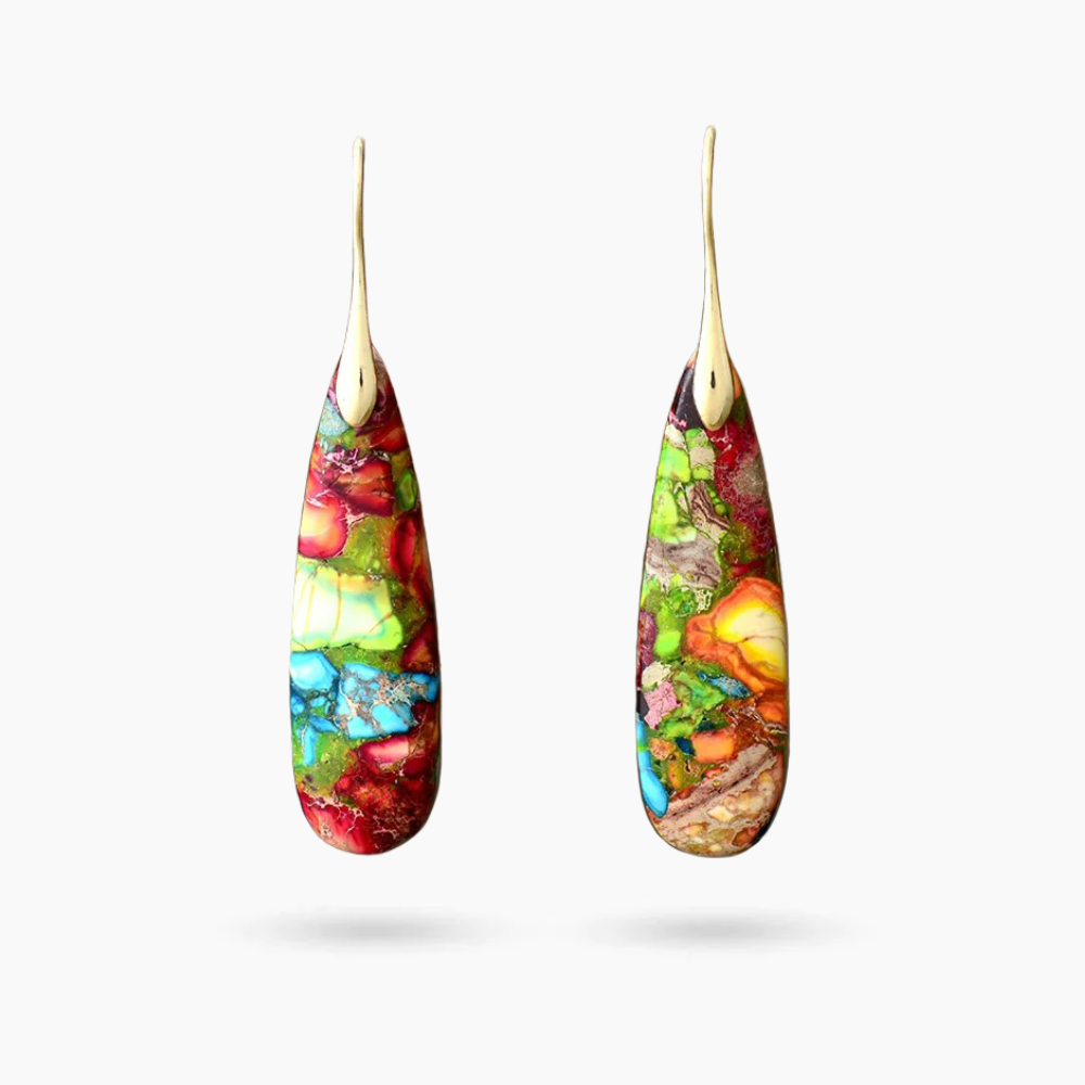 Boucles d'oreilles pendantes Jaspe Fusion Florale