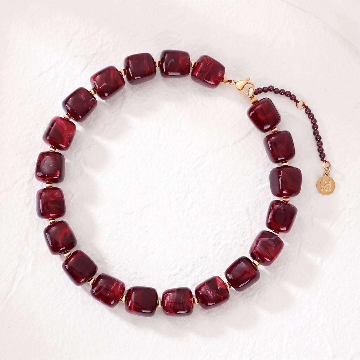 Collier à perles carrées épaisses rouge