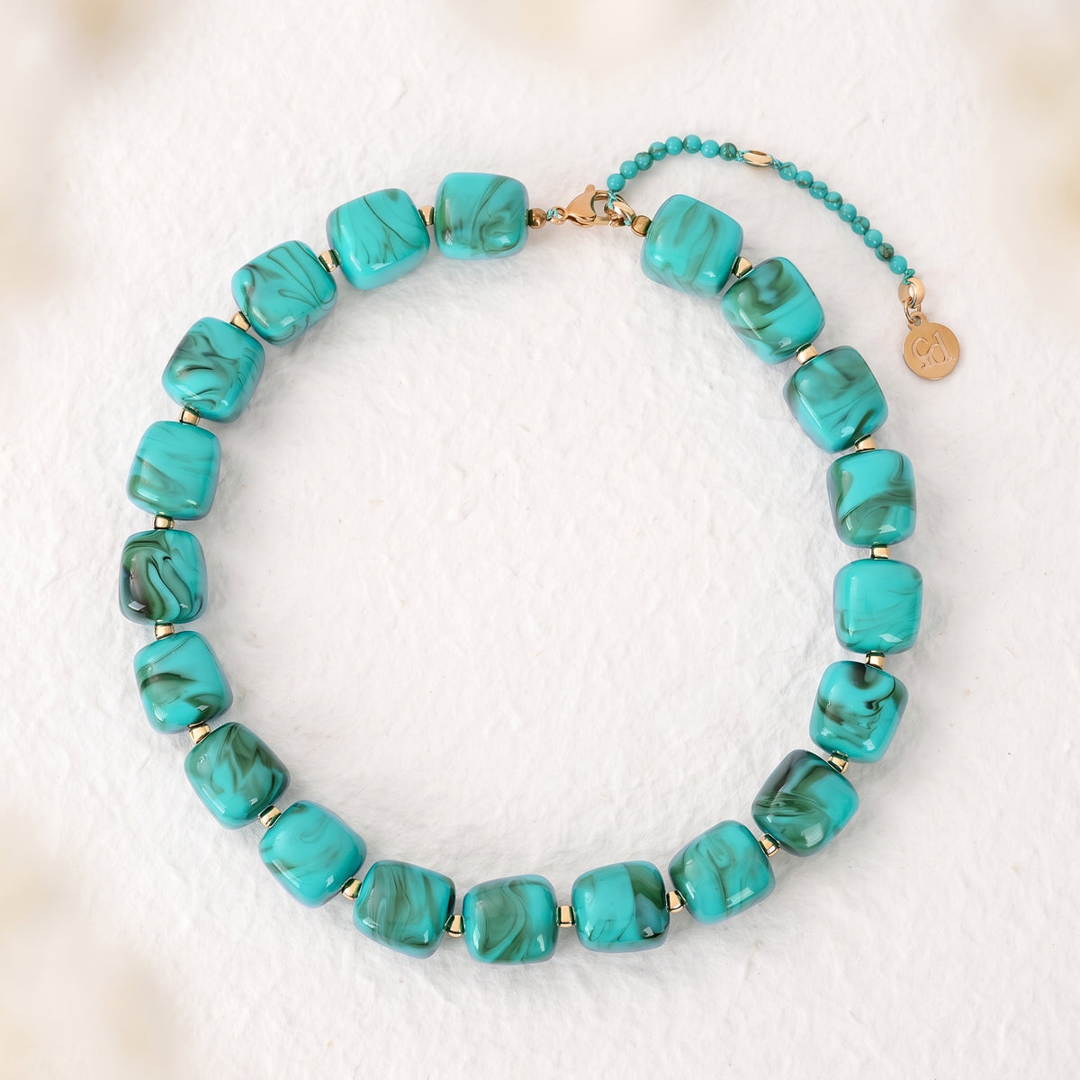 Collier à perles carrées épaisses turquoise
