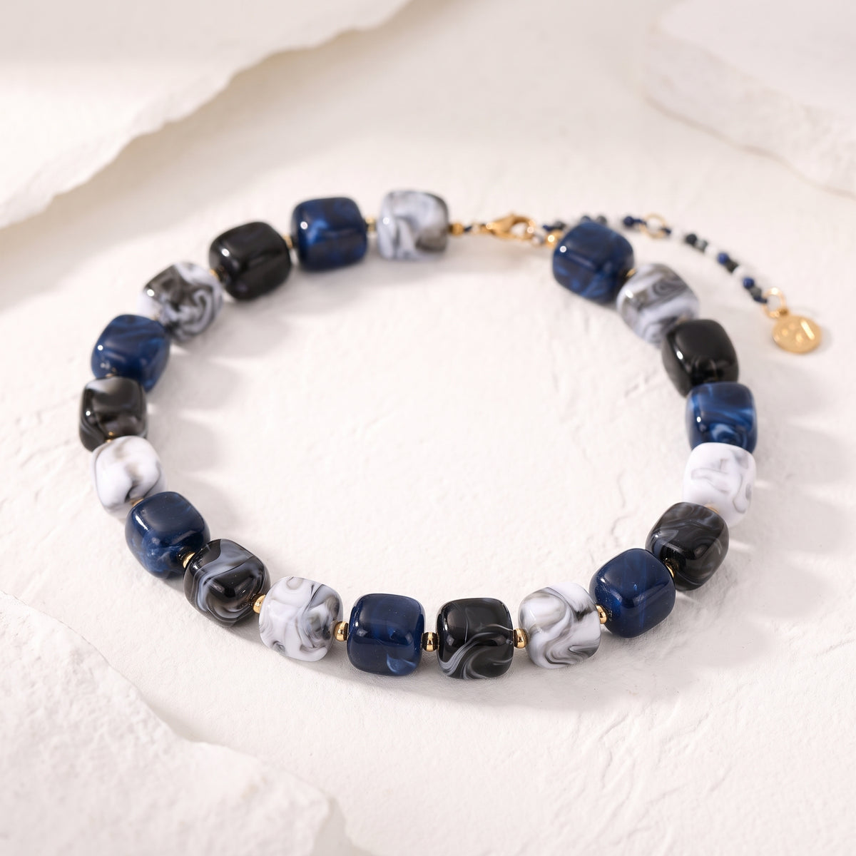 Collier à perles carrées épaisses Océan