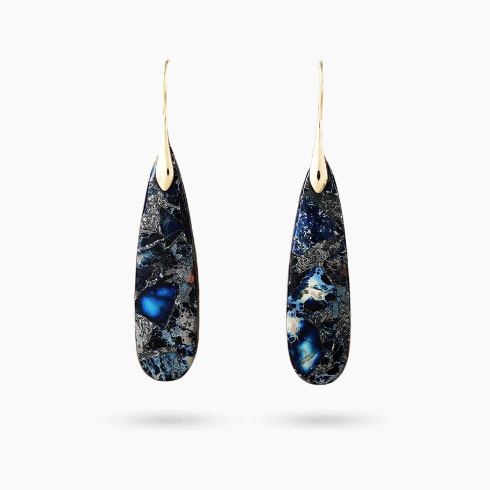 Boucles d'oreilles pendantes Navy Horizon Jasper