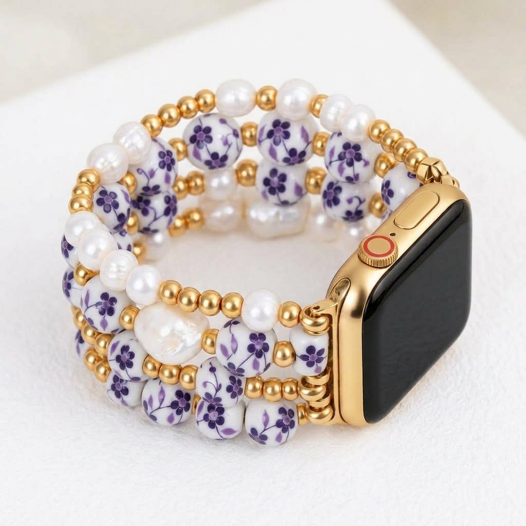 Bracelet Apple Watch Porcelain Garden Violet Bloom
