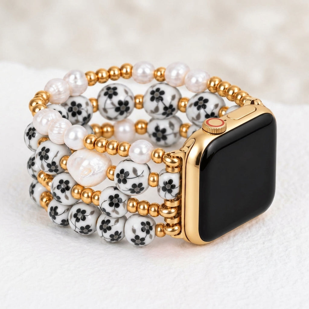 Bracelet Apple Watch Porcelain Garden Midnight Bloom