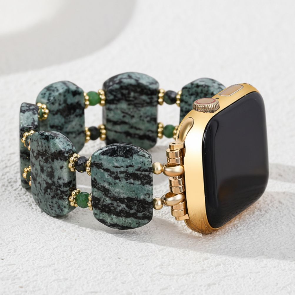 Bracelet Apple Watch en taxoïte mousse d'émeraude