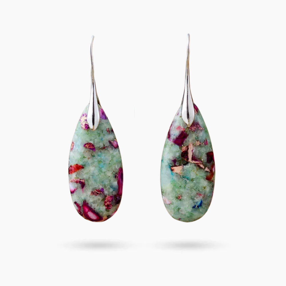 Boucles d'oreilles goutte en jaspe Rosy Reef