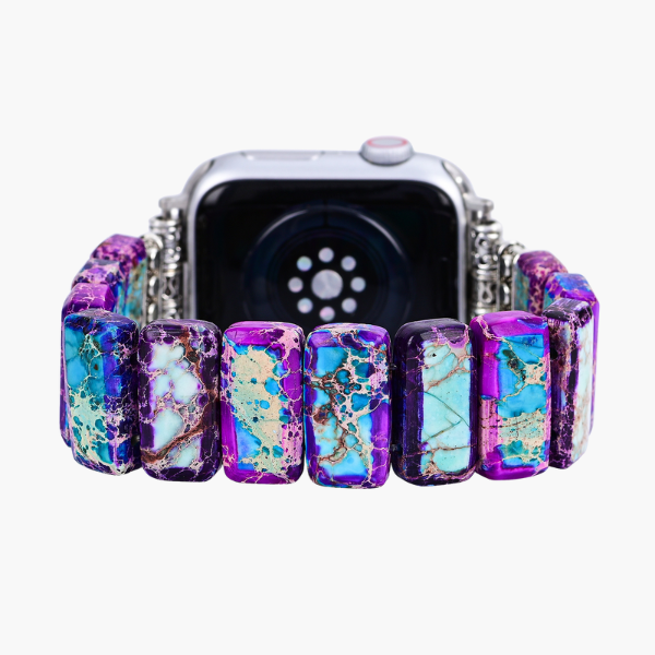 Bracelet extensible en jaspe tibétain majestueux pour Apple Watch