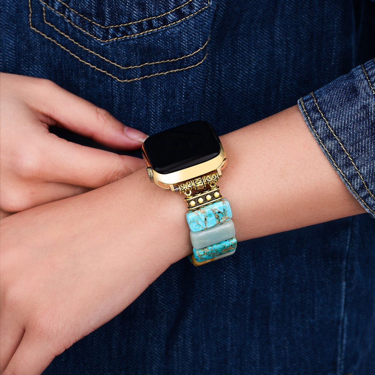 Bracelet Apple Watch extensible Terre Turquoise