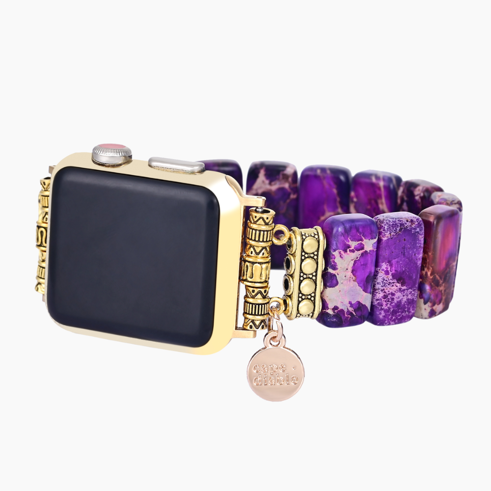 Bracelet extensible Apple Watch en jaspe tibétain indigo
