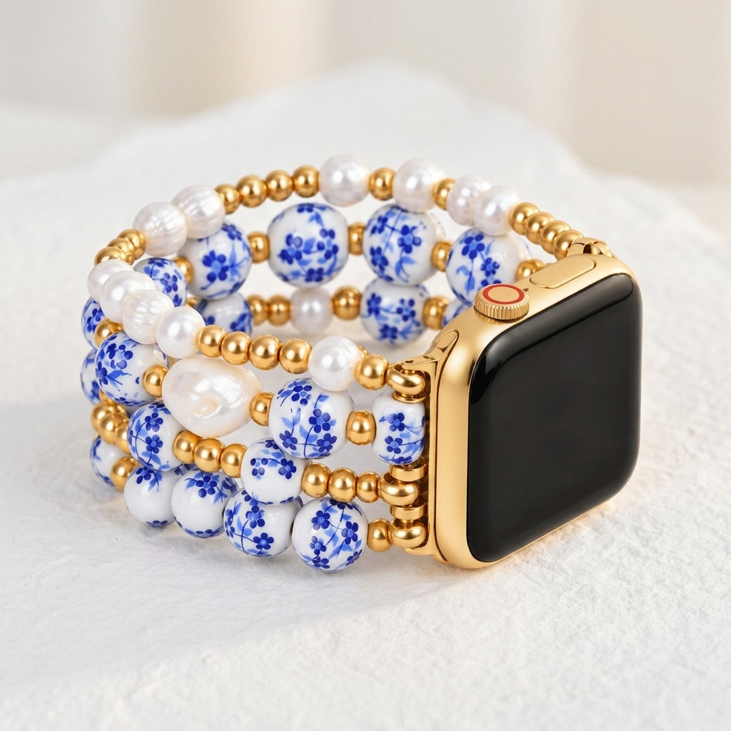 Bracelet Apple Watch Porcelain Garden Sapphire Bloom