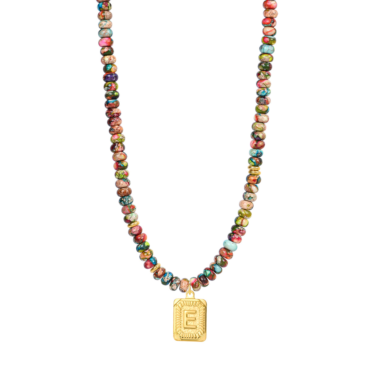 Collier lettre en jaspe impérial bleu