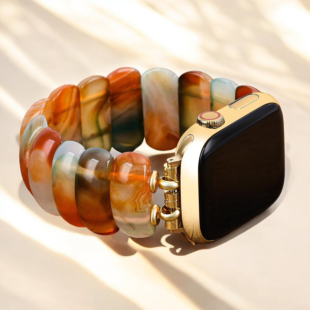 Bracelet extensible en agate Golden Dusk pour Apple Watch