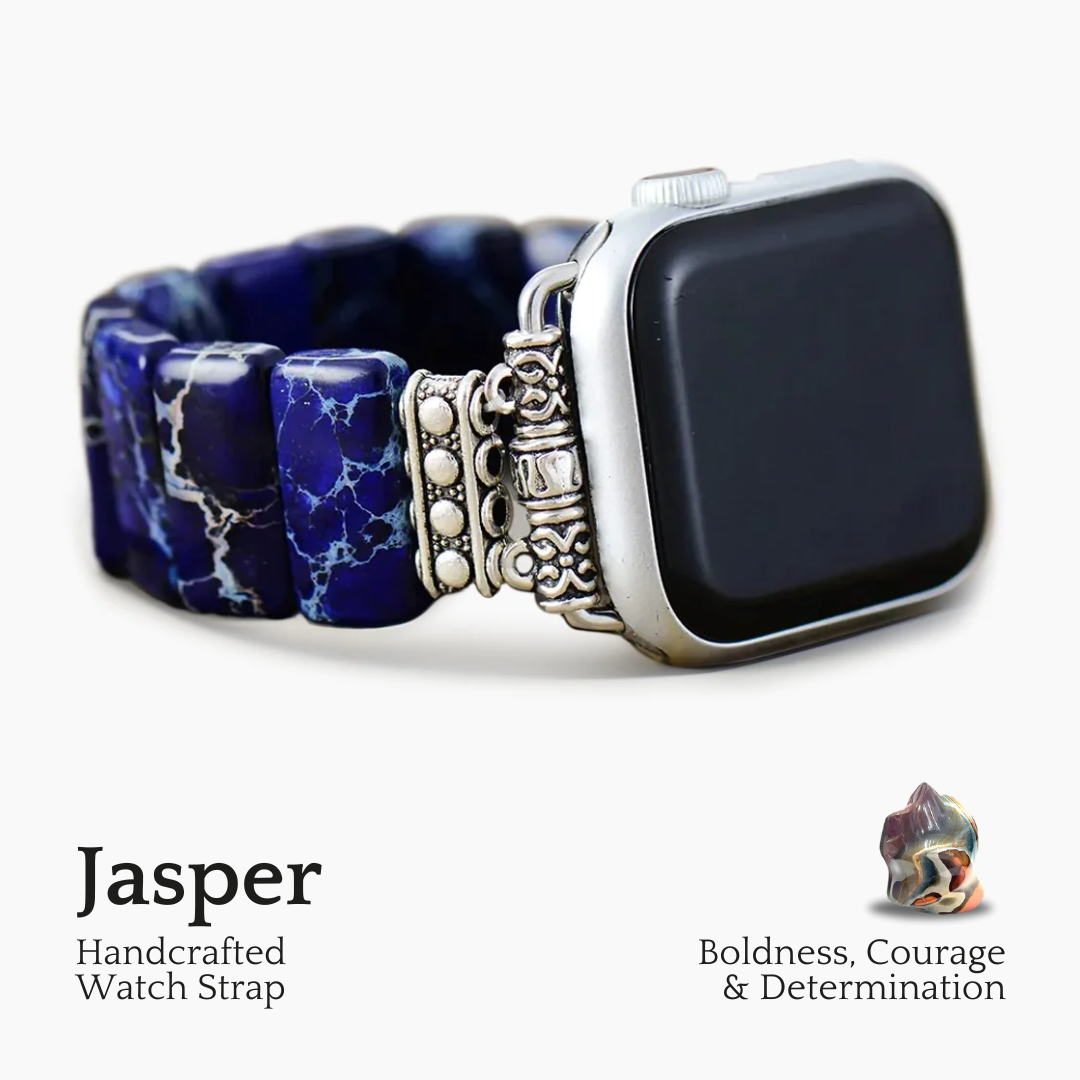 Bracelet extensible Apple Watch en jaspe tibétain bleu marine foncé