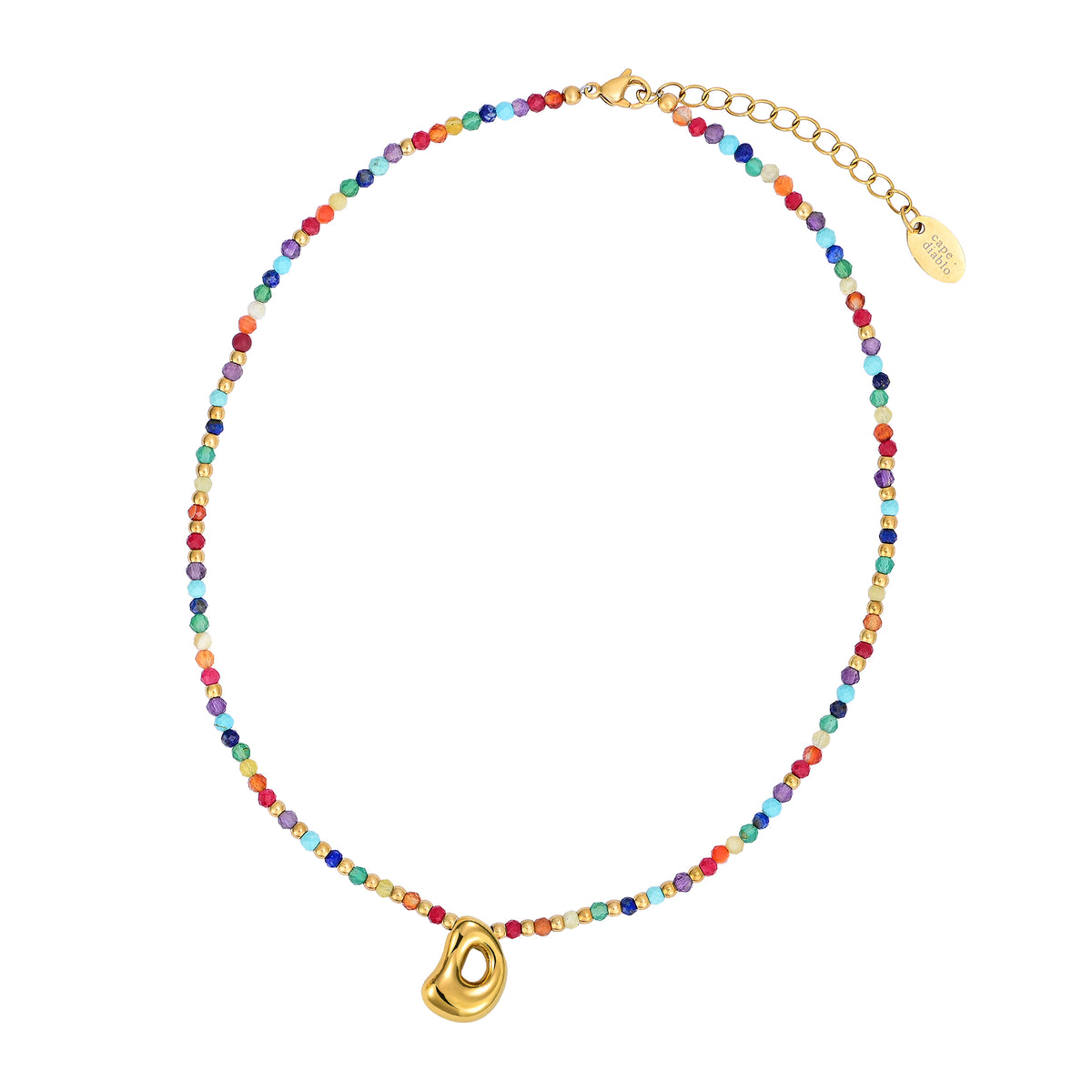 Collier Initial Bulle Arc-en-ciel