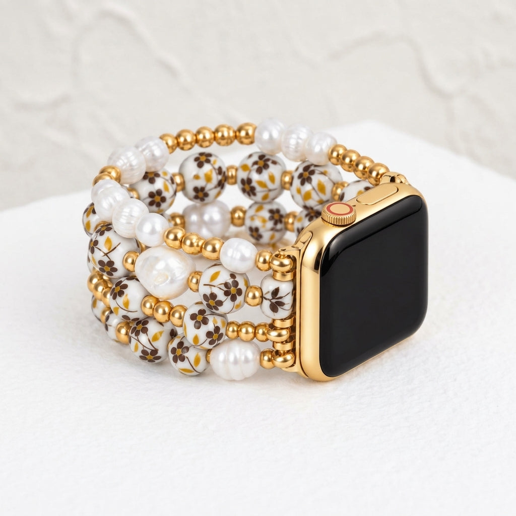 Bracelet Apple Watch Porcelain Garden Golden Meadow