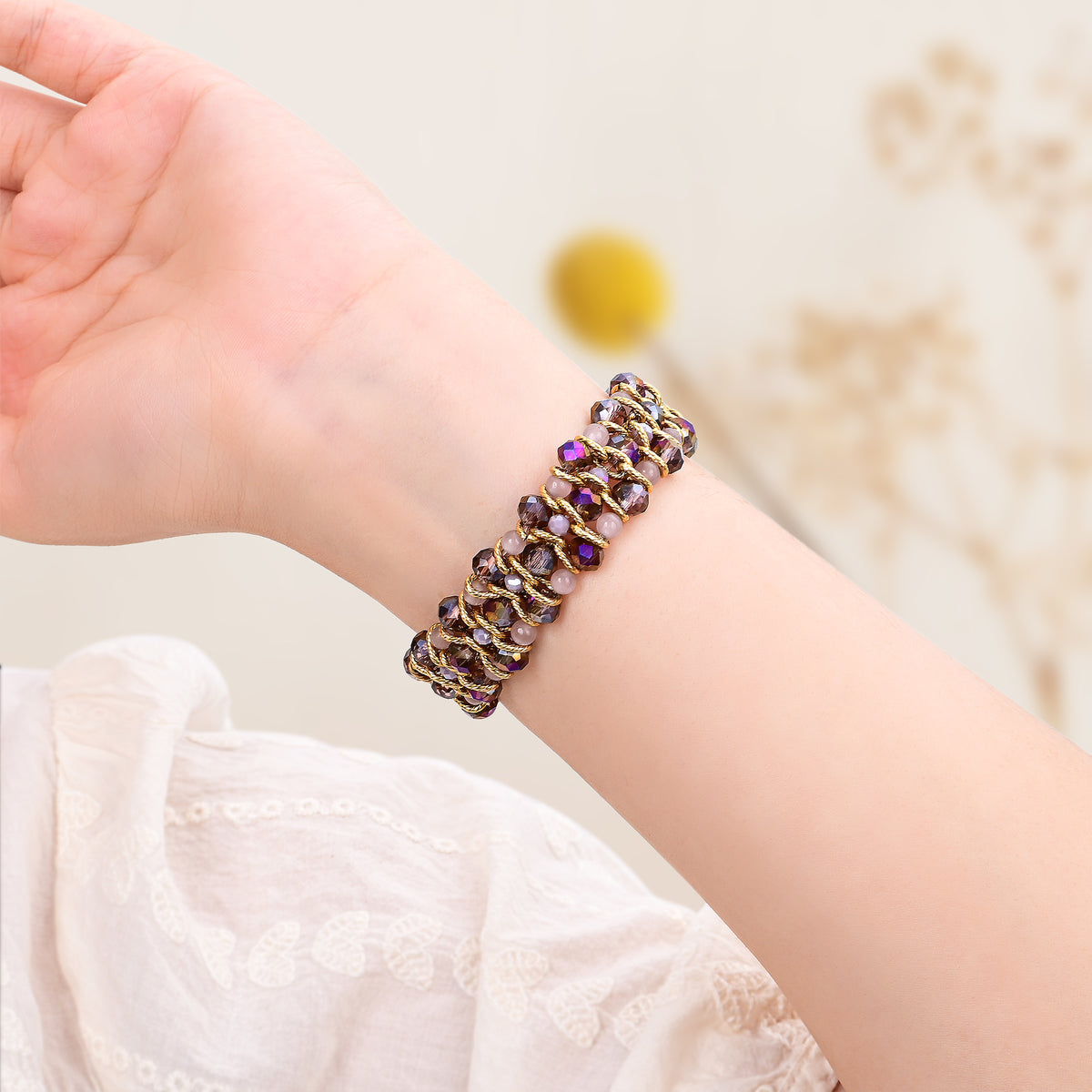 Bracelet tressé Golden Serenity Gem pour Apple Watch