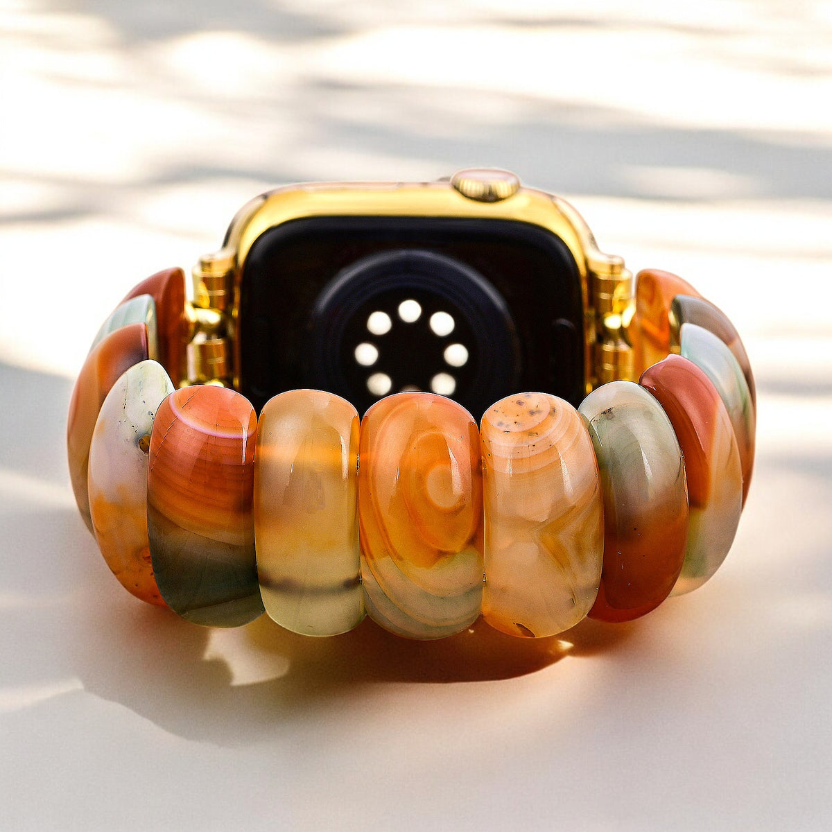 Bracelet extensible en agate Golden Dusk pour Apple Watch