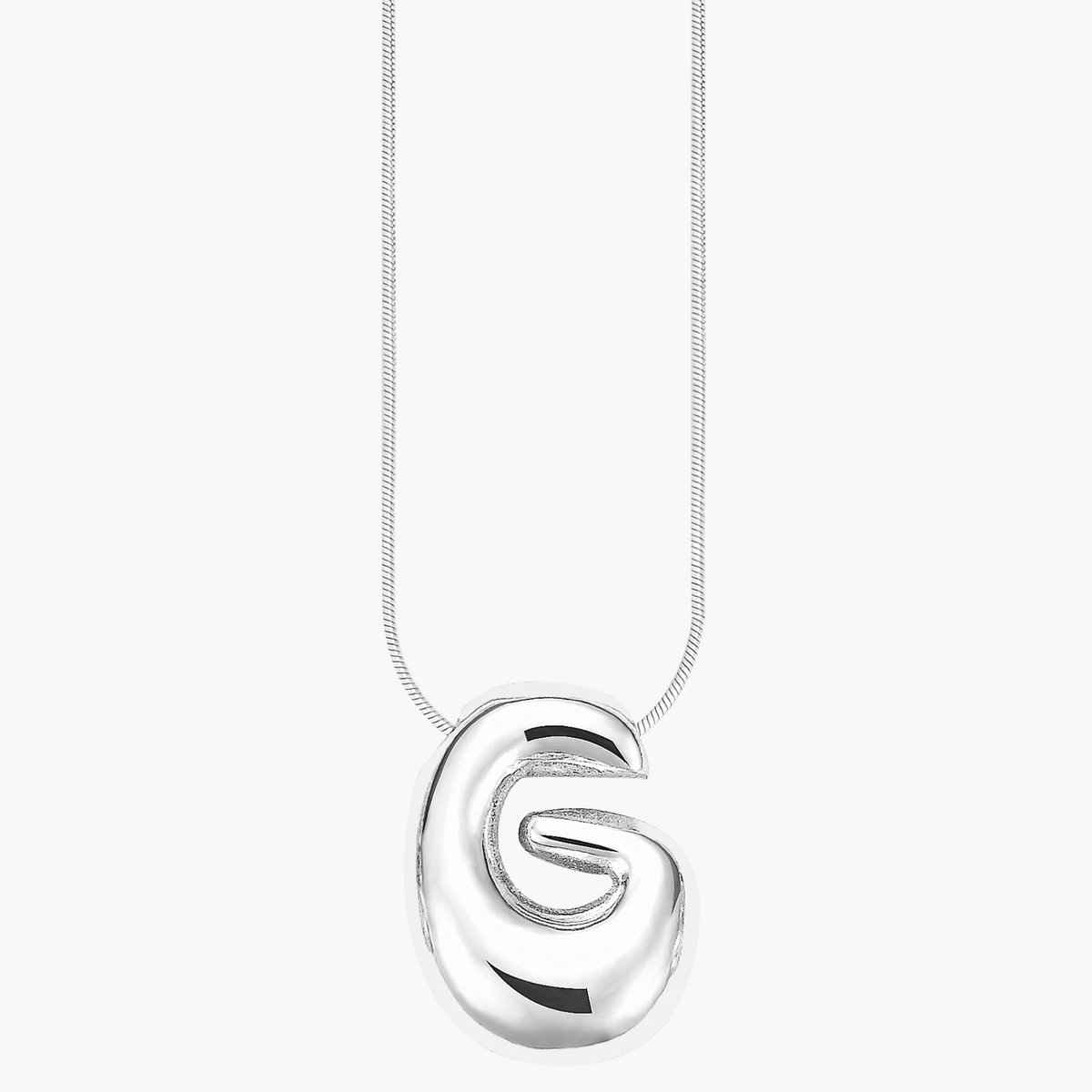 Collier initial en lettres bulles à éclat argenté