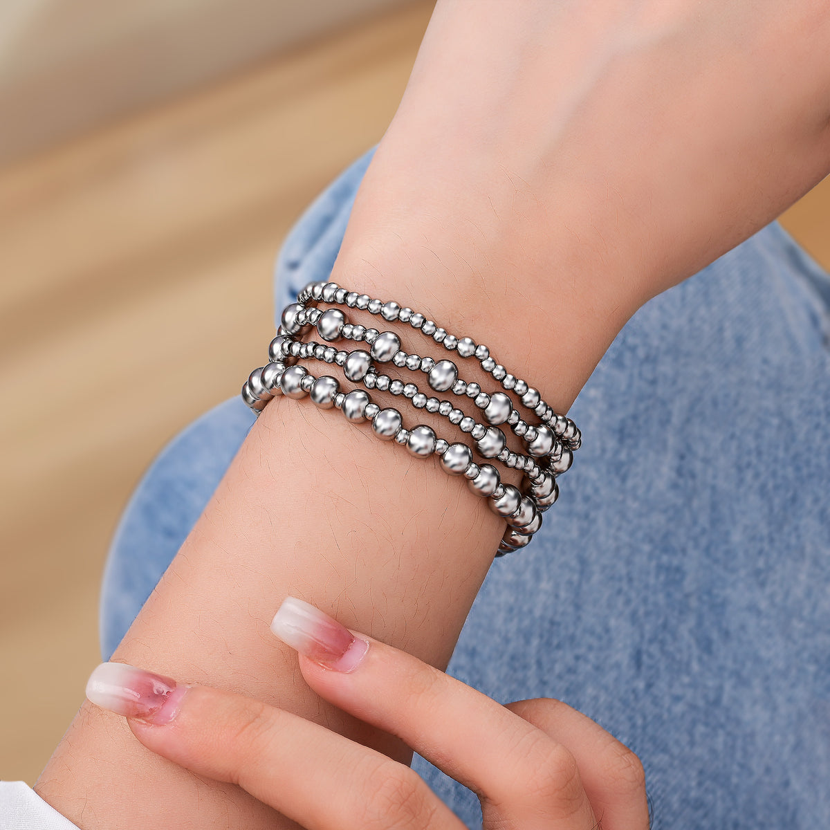 Ensemble de Bracelets Platine Discret