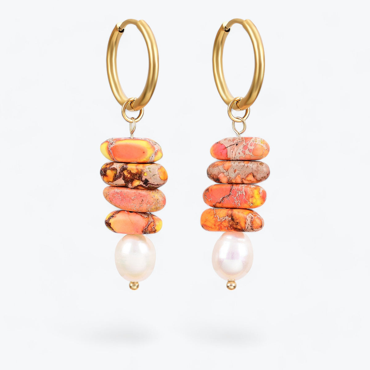 Boucles d'oreilles créoles Ocean Bliss en perle et jaspe aventurine
