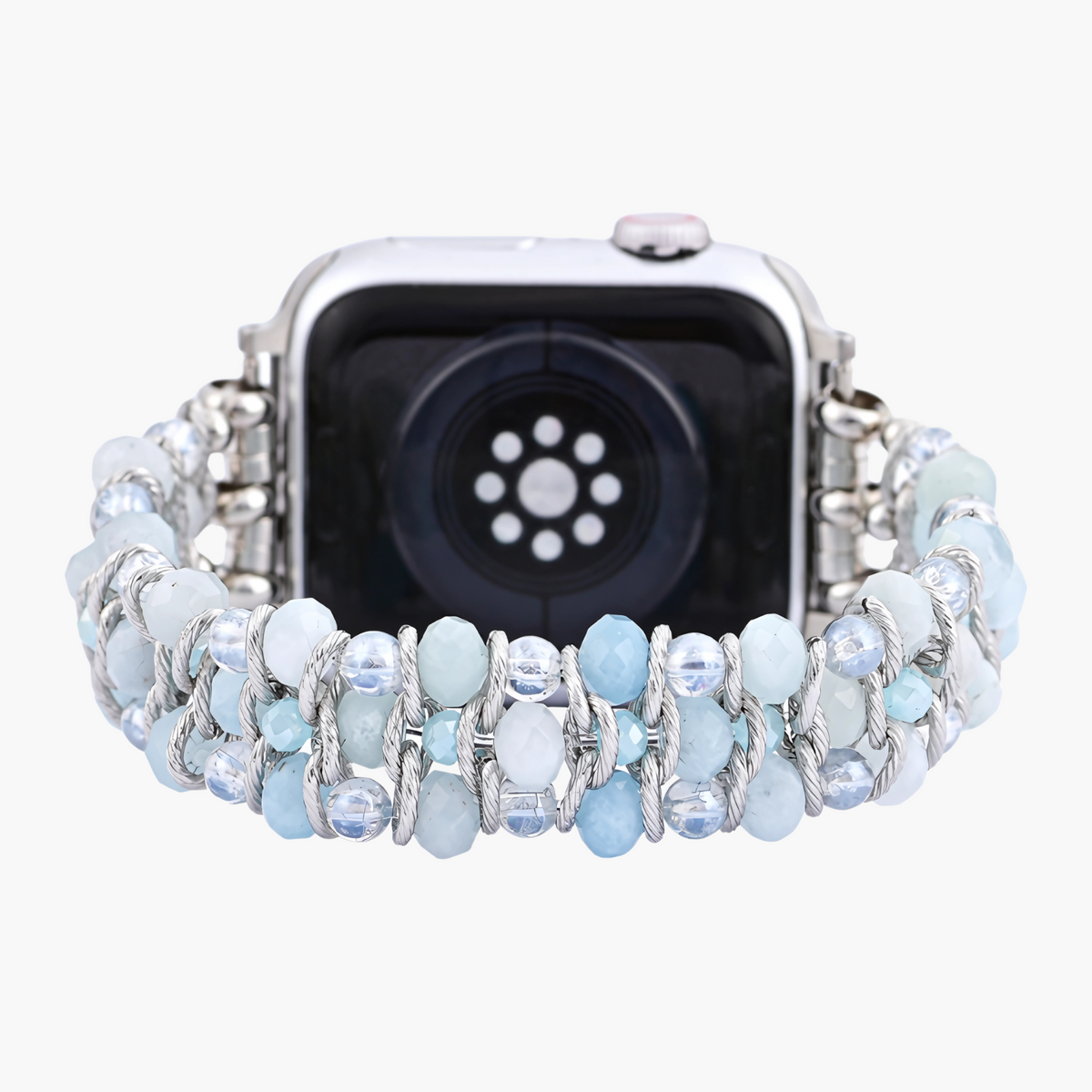 Bracelet tressé en saphir aigue-marine pour Apple Watch