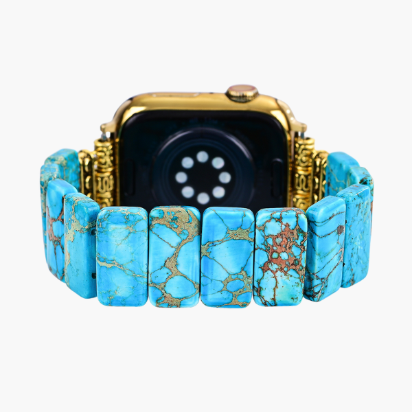 Bracelet extensible en jaspe tibétain turquoise pour Apple Watch