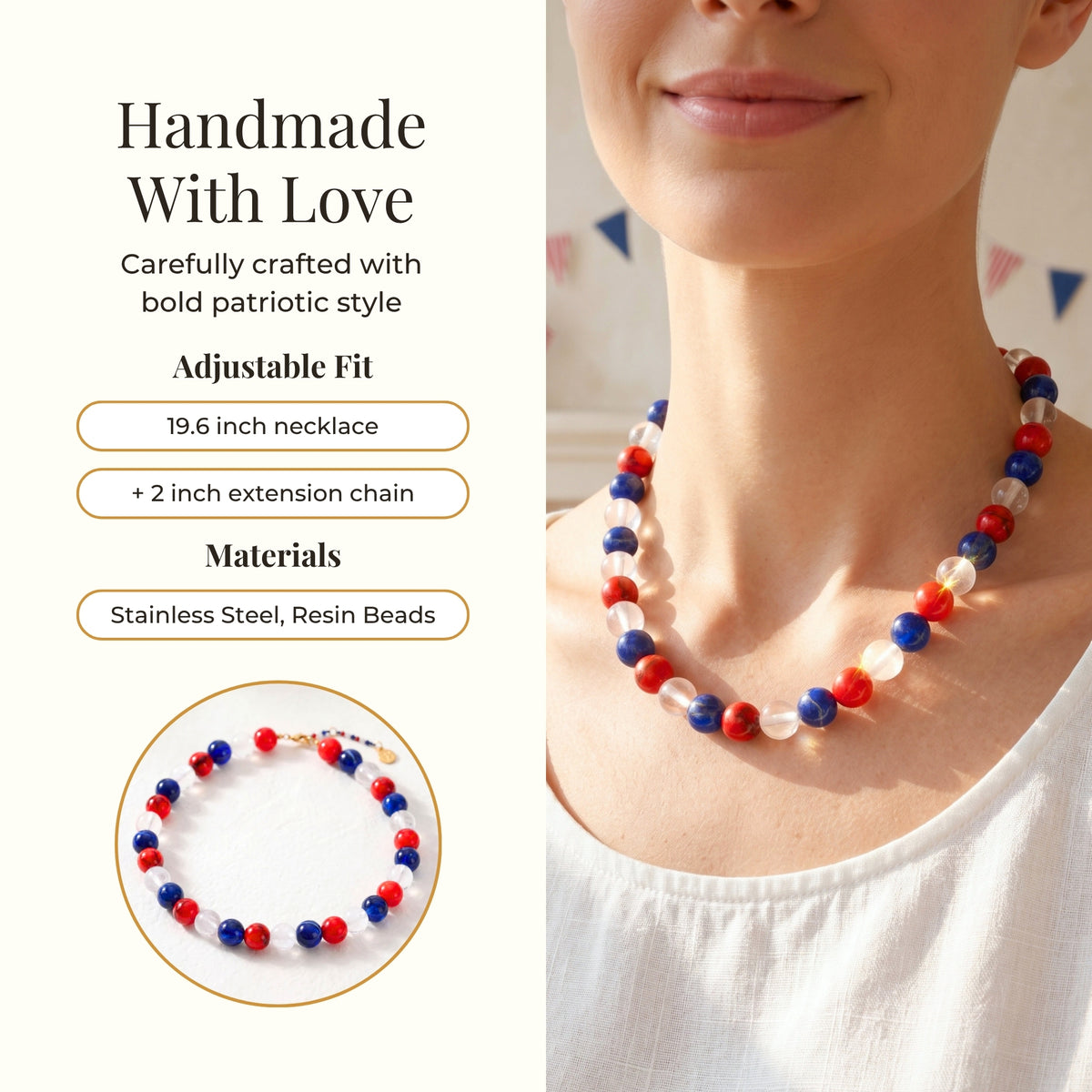 Collier de perles chunky America's 250