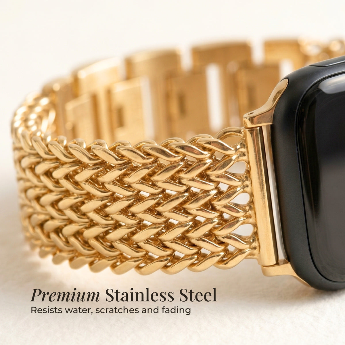 Bracelet Apple Watch de luxe en chaîne dorée