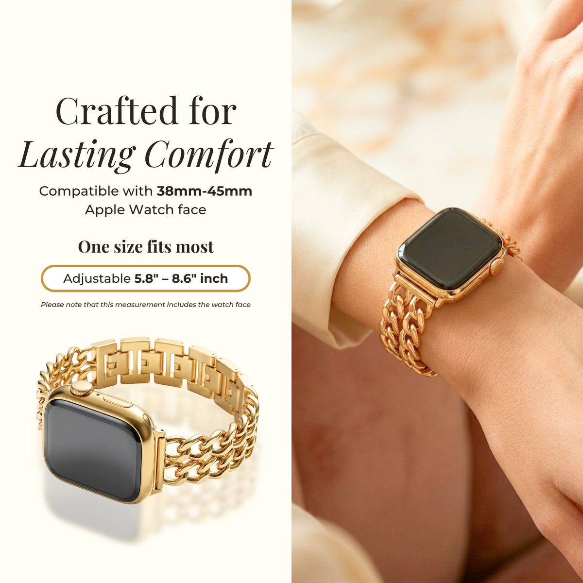 Bracelet Apple Watch de luxe courbe or