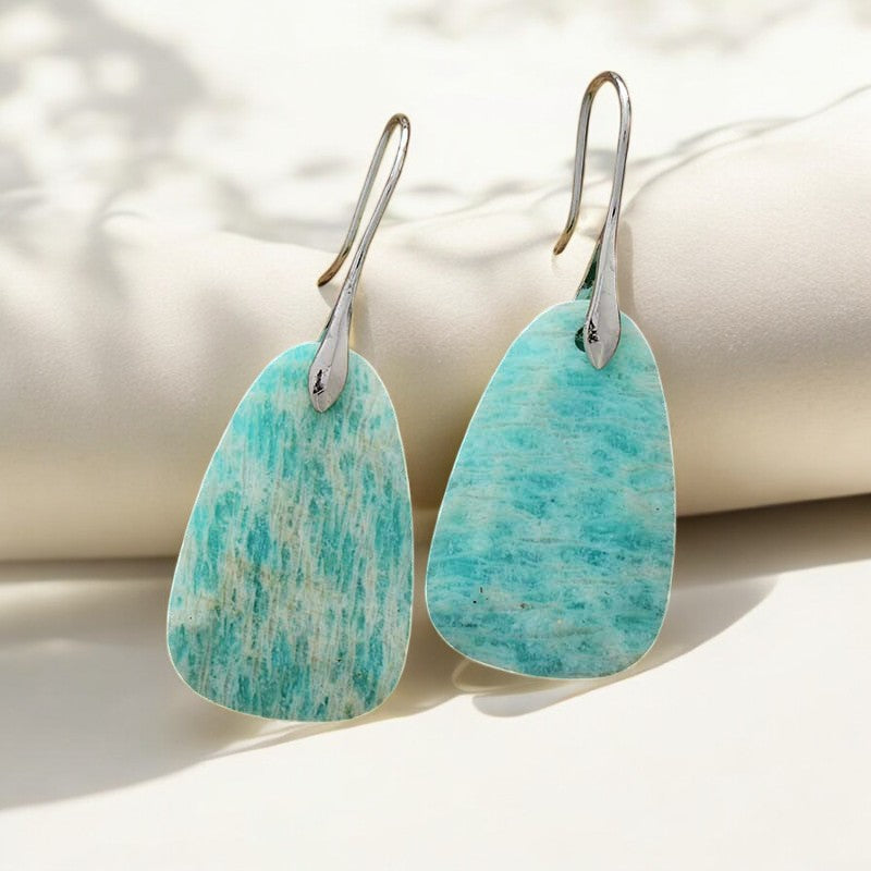 Boucles d'oreilles pendantes de protection en amazonite