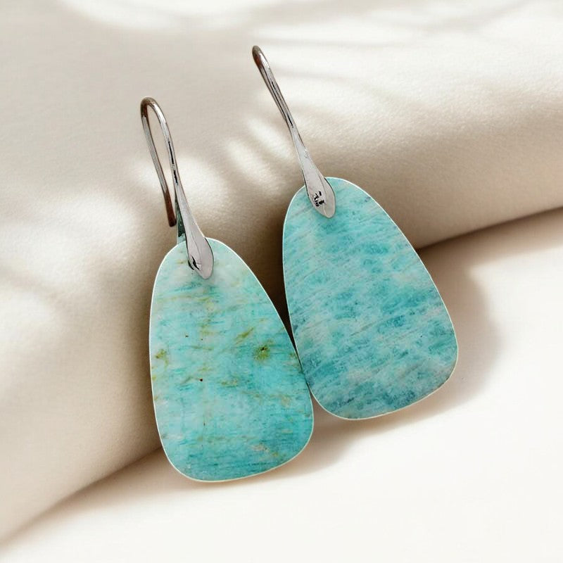 Boucles d'oreilles pendantes de protection en amazonite