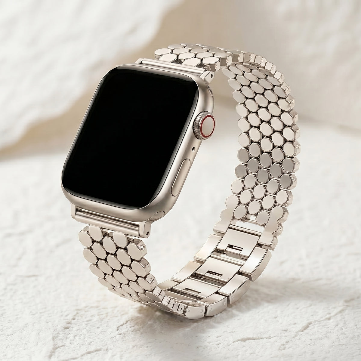 Bracelet Apple Watch de luxe en nid d'abeille argenté