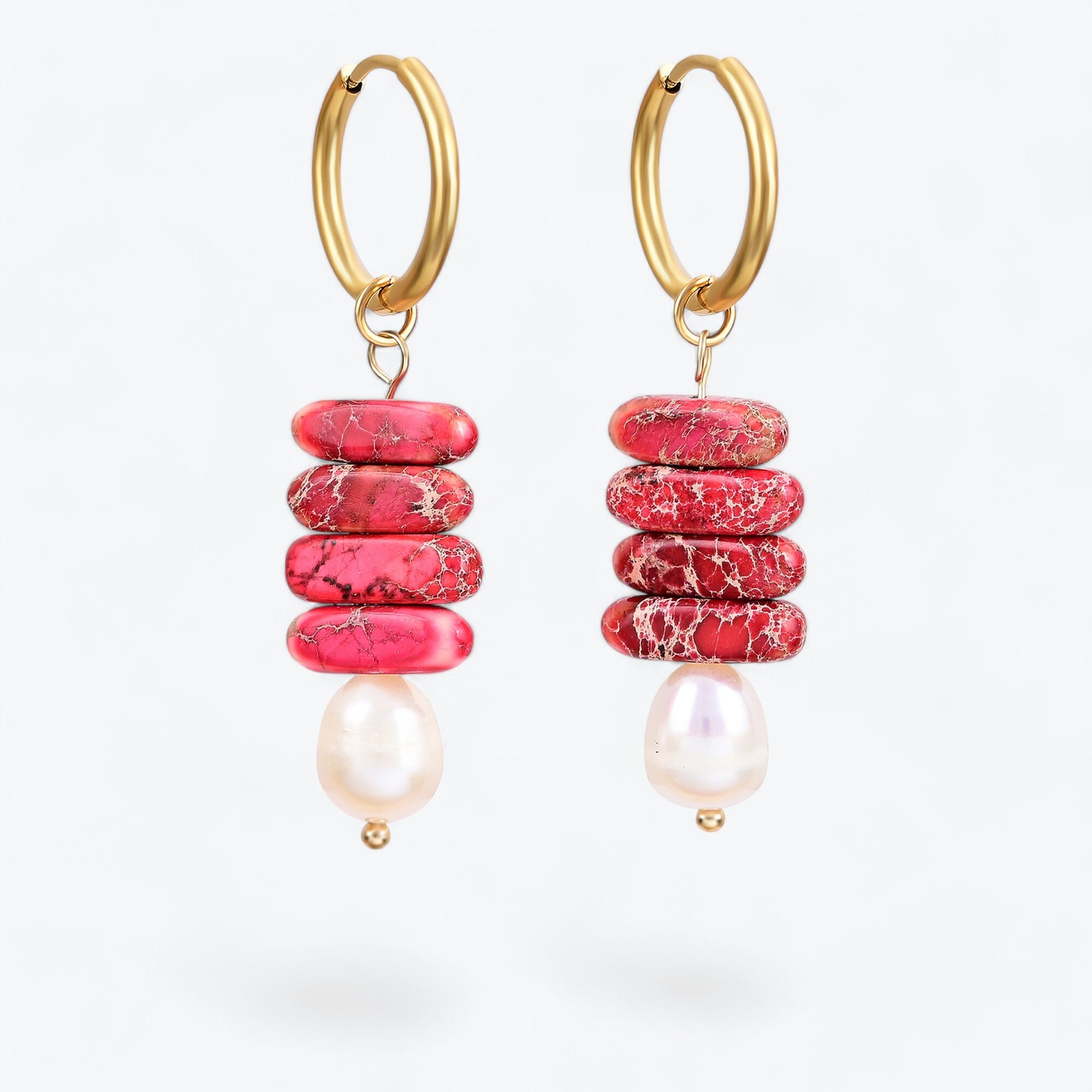 Boucles d'oreilles créoles Ocean Bliss en perle et jaspe jade