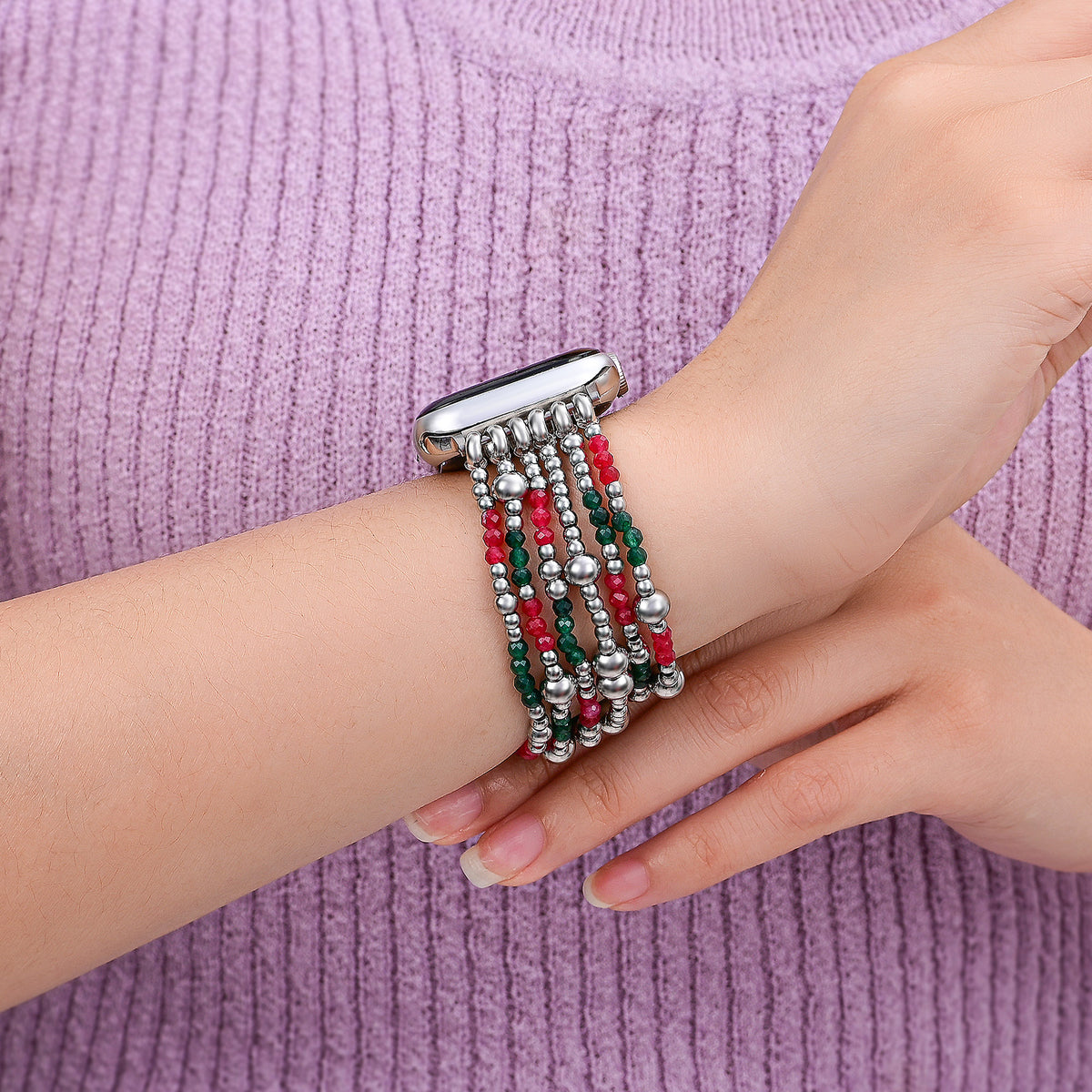 Bracelet extensible Apple Watch Élégance Argentée Festive