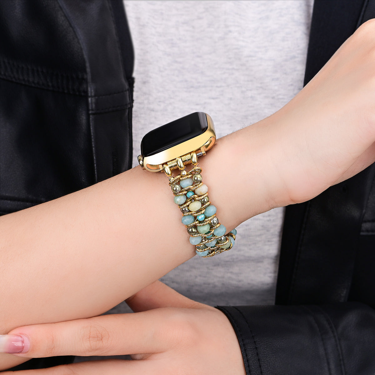 Bracelet tressé Apple Watch en amazonite Dream