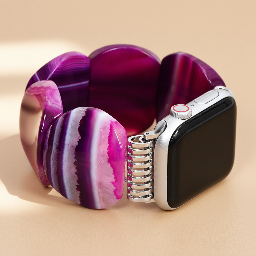 Bracelet extensible Apple Watch en agate prune mystique
