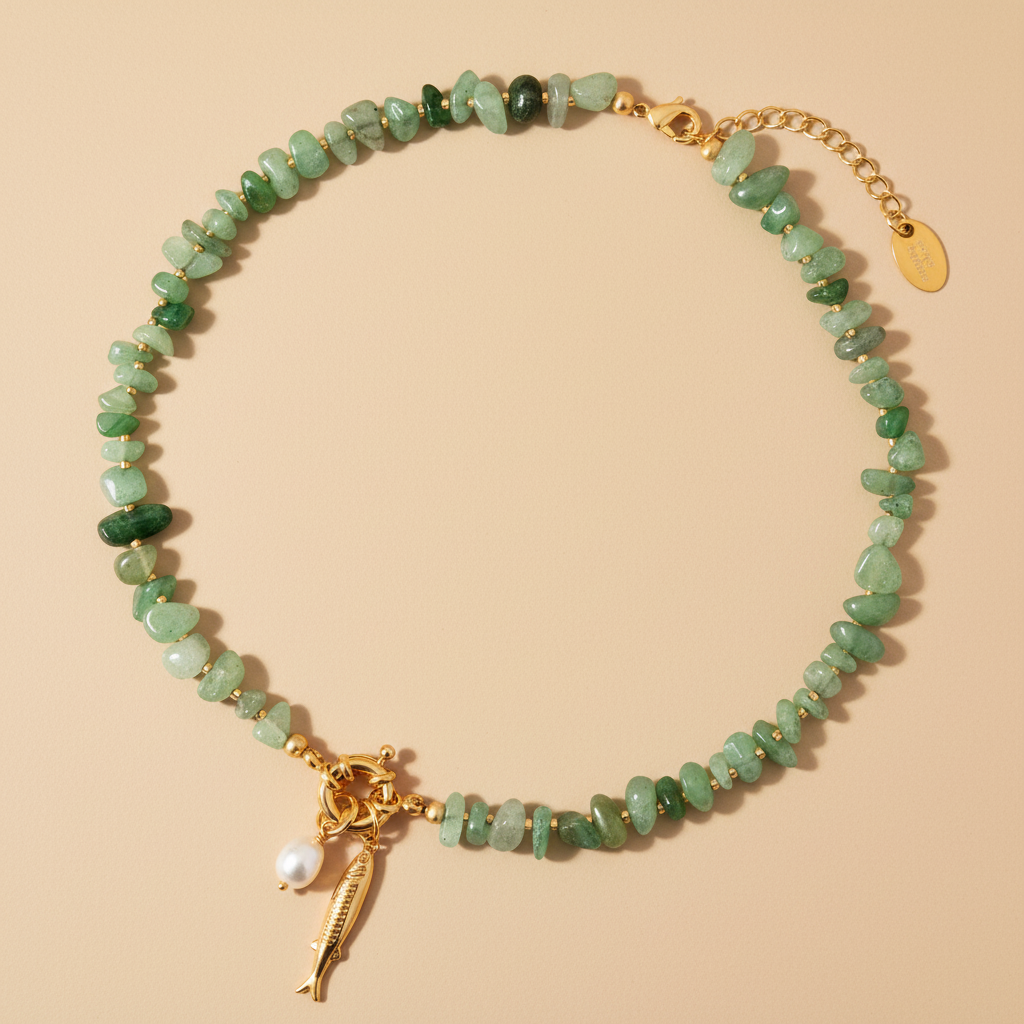 Collier pendentif perle d'aventurine